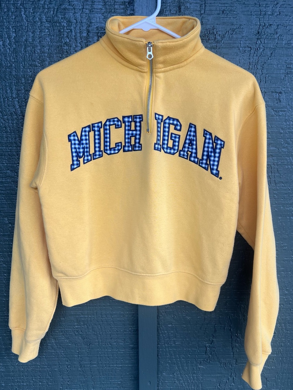 University of Michigan Cropped Half-Zip Yellow Sweatshirt XS